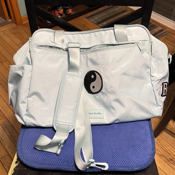 Vera Bradley ReActive Weekender Travel Bag with custom patches. Light blue - Picture 6 of 12